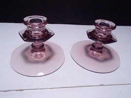 Gorgeous Pair Of 3 1/4&quot; Amethyst / Purple Candles ~ Fostoria - Heisey - Not Sure - £23.89 GBP