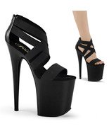 Sexy Black Platform 8&quot; High Heel Stripper Platform Criss Cross Closed Ba... - $71.95