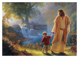 Jesus Christ With Little Child Walking In Nature 5X7 Photo - £6.67 GBP
