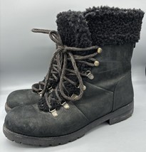 UGG Fraser Women’s Black Leather Sherpa Short Boots Womens 10 Winter - $604.02 MXN