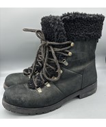 UGG Fraser Women’s Black Leather Sherpa Short Boots Womens 10 Winter - $604.02 MXN