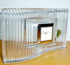 Waterford Wavelength Desk Clock Curved Ribbed Solid Crystal 7&quot; Made Irel... - £77.50 GBP