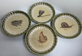 Wong Lee Set Of Four Decorative Plates 8.25” Frog Dragonfly Snail Butterfly - £59.78 GBP