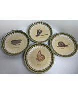 Wong Lee Set Of Four Decorative Plates 8.25” Frog Dragonfly Snail Butterfly - $74.79