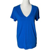 J. Crew Slub Cotton Tee Blue V Neck Pullover Short Sleeve Women&#39;s Size L - £11.66 GBP