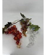 VTG Grape Clusters Faceted Lucite/Acrylic Set 3 Orange-Clear Iridescent-... - $49.06 CAD
