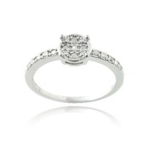 1/5CT Natürlich Diamant Klaster Verlobung Versprechen Ring 14K Weiß Verg... - £165.39 GBP