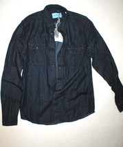 New Mens NWT Italy Designer M. Grifoni 40 M L Denim Shirt Snap Dark Blue... - $375.21