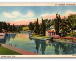 Scene on Indian River Michigan MI UNP Linen Postcard V20 - $2.63