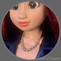 Pearl &amp; Baby Blue Bead Doll Necklace • 18 inch Fashion Doll Jewelry - £6.17 GBP
