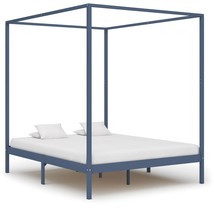 Canopy Bed Frame Grey Solid Pine Wood 6FT Super King - $160.28
