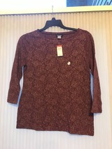 WOMENS BASIC EDITIONS RED 3/4 SLEEVE T-SHIRT SIZE SMALL NEW Ships N 24h - $11.86