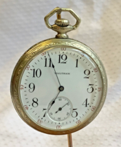 Antique 1914 Waltham Pocket Watch Gold Filled 19647022 12S 17J Openface *Working - £183.81 GBP