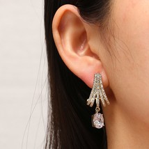 E cz crystal dangle water drop tassel hoop earrings fashion bridal wedding boho jewelry thumb200