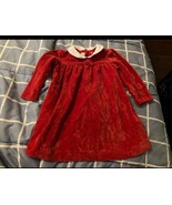 Ralph Lauren Christmas Dress Red Velvet, White Collar, Size 9 Months - $185.59 MXN