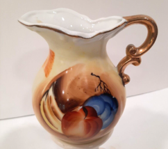 VTG JAPAN Ceramic Mini Pitcher hand painted fruit themed.  Large size creamer - £5.43 GBP