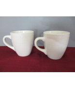 Thomson Pottery set of 2 mugs white embossed 4&quot; high - £11.78 GBP