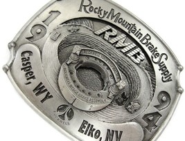 Vintage Belt Buckle Rocky Mountain Brake Supply Casper Wyoming Siskiyou ... - £31.13 GBP