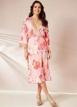 TOGETHER Pink Print Kimono Style Dress UK 16 Plus (bp23) - £21.23 GBP