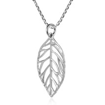 Simple Leaf Statement Cut-out Boho .925 Sterling Silver Necklace - £15.81 GBP