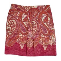 Ann Taylor Fuchsia Metallic Paisley Skirt Womens 8 Cotton Silk Rayon Blend Lined - £12.64 GBP