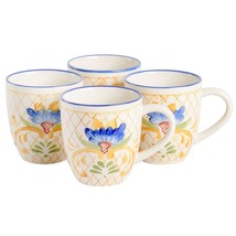 Laurie Gates Tierra Tile 4 Piece 17.4 Ounce Hand Painted Stoneware Mug Set - £51.06 GBP