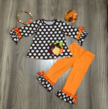 NEW Boutique Pumpkin Ruffle Tunic &amp; Leggings Girls Outfit Set - £4.20 GBP+