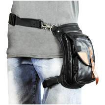 Black Carry Thigh Bag with Brown Leather Trims concealed Gun Pocket - £66.08 GBP