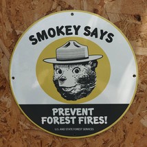 Vintage &#39;&#39;Smokey Says Prevent Forest Fires!&#39;&#39; Porcelain Gas &amp; Oil Pump Sign - £98.32 GBP