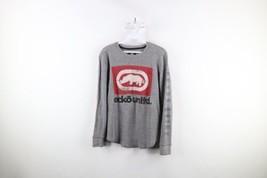 Vintage Ecko Mens Small Distressed Thermal Waffle Knit Long Sleeve T-Shirt Gray - £31.61 GBP