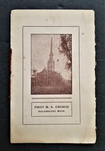 1908 antique FIRST M E CHURCH kalamazoo mi 75th Anniversary BOOKLET history - $67.27