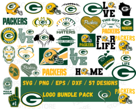 Green Bay Packers bundle Nfl svg, png, dxf, eps 50+ digital file - $2.50