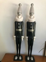 Unique large antique wooden pair PIERROT . Made in France. Tall 30 Inches - $499.00