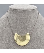Sterling Silver 925 Necklace Agate Crescent Moon Pendant Cream Gray Vein... - $559.32 MXN
