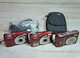 Lot of 3 Nikon Red Digital Cameras - L22 L22 L20 *PARTS/REPAIR* - £36.35 GBP