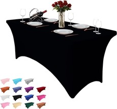 4FT Table Cloth for Rectangle Table Black Tablecloth Rectangular Fitted Stretch  - £23.99 GBP