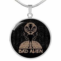 Express Your Love Gifts UFO Alien Fan Gift Bad Alien Circle Necklace Stainless S - £43.75 GBP