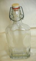 Clear Glass Whiskey Flask Bottle Wire Swing Top S - $21.77