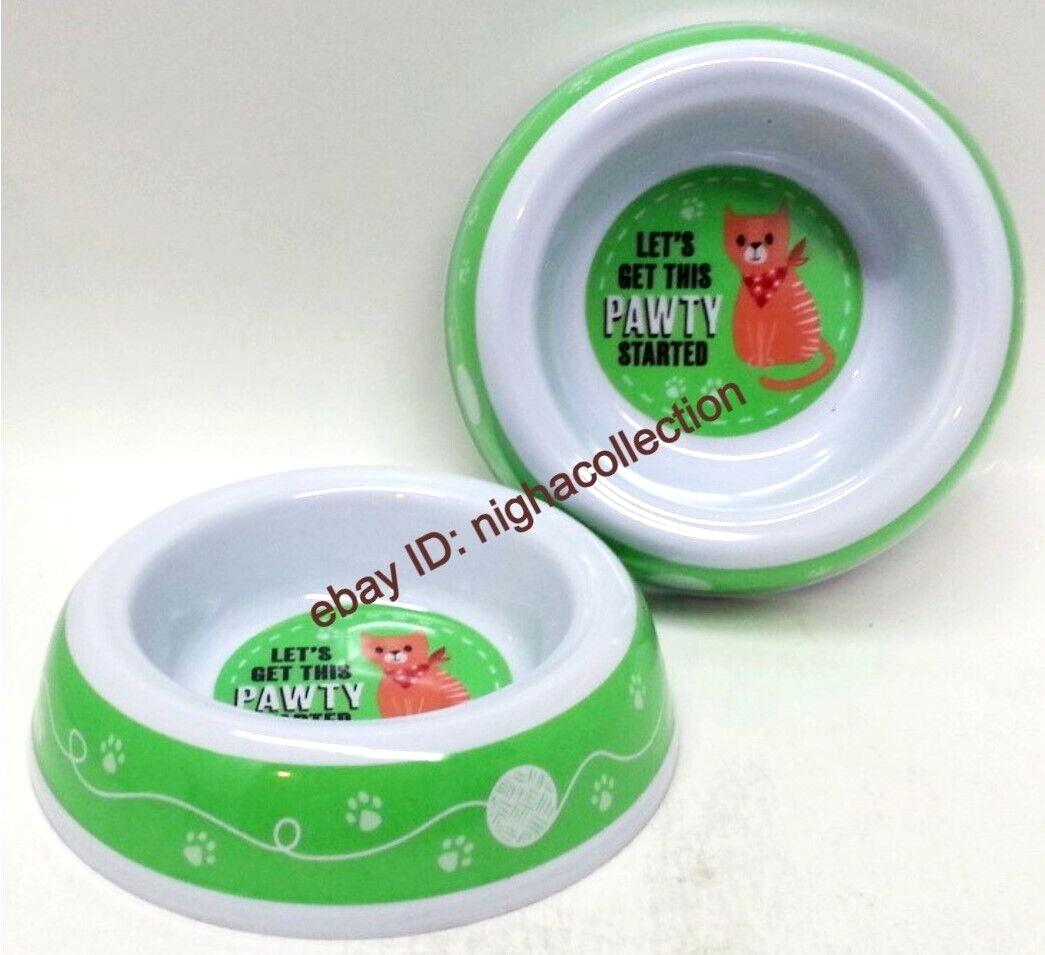 2 Cat Food Water Dish Pet Sturdy Feeding Bowls 3.5-4&quot; Diameter Bowl, Let... - $15.83