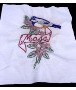 Massachusetts Embroidered Quilted Square Frameable Art Needlepoint Vintage - $32.70 CAD