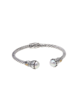 NWT Bali Designs Robert Manse Freshwater Pearl 2-Tone Braided Cuff Bracelet - $270.60 CAD