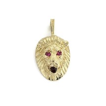 Vintage Simulated Ruby Garnet Lion Head Pendant Charm 14K Yellow Gold 8.... - £1,569.32 GBP