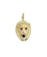 Vintage Simulated Ruby Garnet Lion Head Pendant Charm 14K Yellow Gold 8.... - £1,560.62 GBP