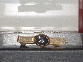 Pre-Owned Anson Onyx and Simulated Stone 12KT GF Tie Bar - £8.60 GBP