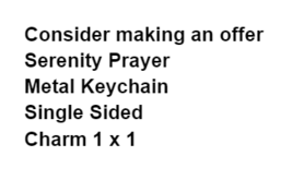 Serenity Prayer Keychain Praying Hands AA Metal Charm Single Sided Souvenir - £6.18 GBP