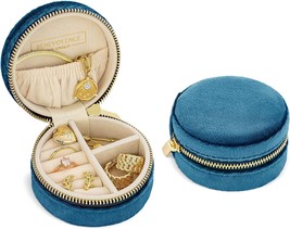 Benevolence La Plush Velvet Travel Jewelry Box Organizer, Mini, Ocean Blue - $33.99