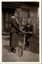 RPPC Darling Boy &amp; Sister Showing New Bicycle Newsboy Cap Knickers Postcard X5 - £15.63 GBP