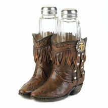 Country Western Table Decor Cowboy boot statue kitchen Salt &amp; pepper shaker set - £21.66 GBP