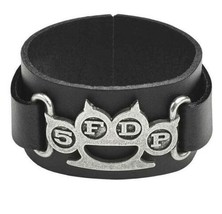 Alchemy Gothic 5FDP Five Finger Death Punch Black Leather Wrist Strap HRWL448 - £39.58 GBP