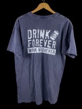 Drink Forever New Buffalo Michigan T Shirt Size Large Mens Blue Gray Beer - $33.48